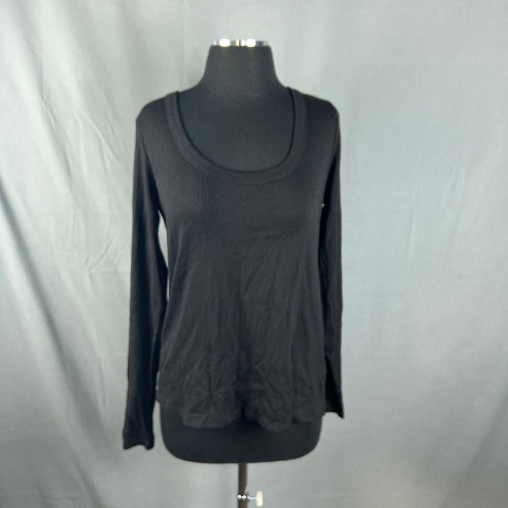 Old Navy Snug T Shirt Womens XL Tall Black Cotton Stretch Long Sleeve Scoop Neck